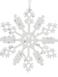 Best Sale Christmas Warehouse Glittered Thin White Snowflake Christmas Tree Hanging Decorations - 12 X 10Cm