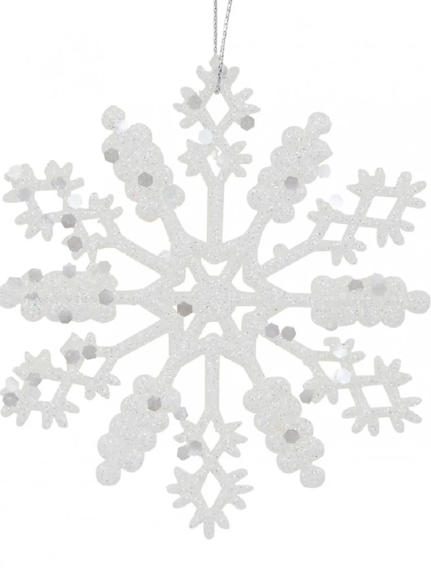 Best Sale Christmas Warehouse Glittered Thin White Snowflake Christmas Tree Hanging Decorations - 12 X 10Cm