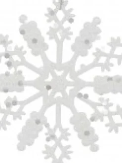 Best Sale Christmas Warehouse Glittered Thin White Snowflake Christmas Tree Hanging Decorations - 12 X 10Cm