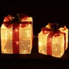 Shop Christmas Warehouse Glittered White Mesh 3D Gift Boxes With Bow & Warm White Led Lights - 30Cm