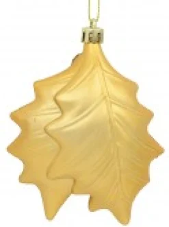 Clearance Christmas Warehouse Gold & Light Rose Gold Mistletoe Leaves Tree Hanging Decorations - 2 X 12Cm