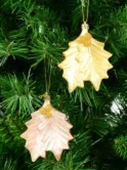 Clearance Christmas Warehouse Gold & Light Rose Gold Mistletoe Leaves Tree Hanging Decorations - 2 X 12Cm