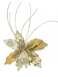 Best Christmas Warehouse Gold & Platinum Cactus Flower Decorative Christmas Floral Pick - 25Cm