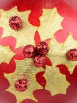 Best Christmas Warehouse Gold Antique Holly Red Bauble Christmas Tree Hanging Decoration - 11Cm