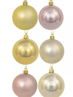Flash Sale Christmas Warehouse Gold, Champagne & Rose Gold Metallic & Matte Christmas Baubles - 12 X 60Mm