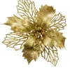 Best Christmas Warehouse Gold Glitter Petal & Leaf Poinsettia Decorative Christmas Flower Pick - 18Cm