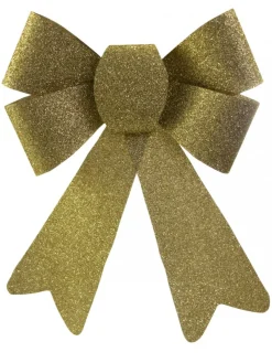 Best Christmas Warehouse Gold Glitter Pvc Christmas Tree Bow Decoration - 24Cm