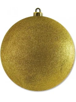 Best Sale Christmas Warehouse Gold Glittered Large Display Bauble Christmas Decoration - 20Cm