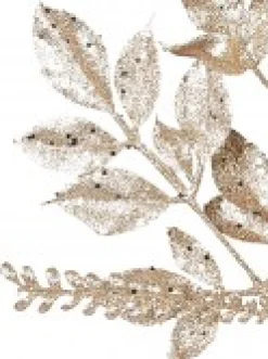 Hot Christmas Warehouse Gold Glittered Leaves, Berries & Eucalyptus Christmas Spray Stem - 54Cm