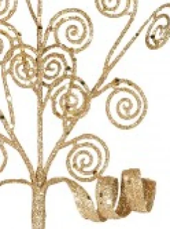 Store Christmas Warehouse Gold Glittered Swirls Decorative Christmas Spray Pick - 19Cm