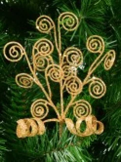 Store Christmas Warehouse Gold Glittered Swirls Decorative Christmas Spray Pick - 19Cm