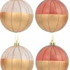 Discount Christmas Warehouse Gold With Rose Gold Or Clear & Gold Glitter Lines Christmas Baubles - 4 X 80Mm
