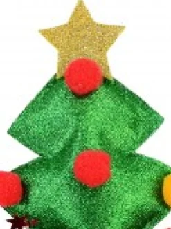 Fashion Christmas Warehouse Green Christmas Tree Headband With Tinsel, Balls & Star - One Size Fits Most