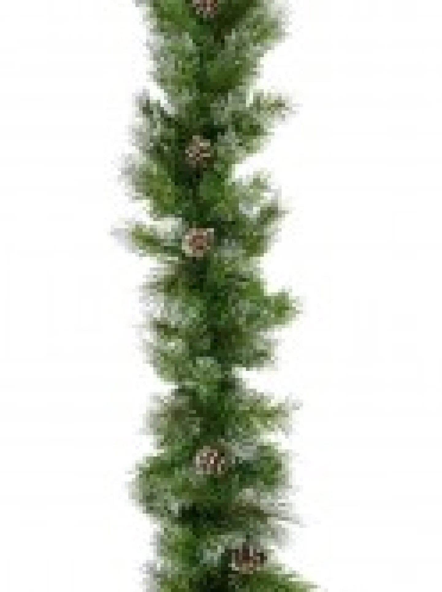 Best Christmas Warehouse Green Pine Needle Garland With Pine Cones & 180 Silver Glitter Tips - 2.7M