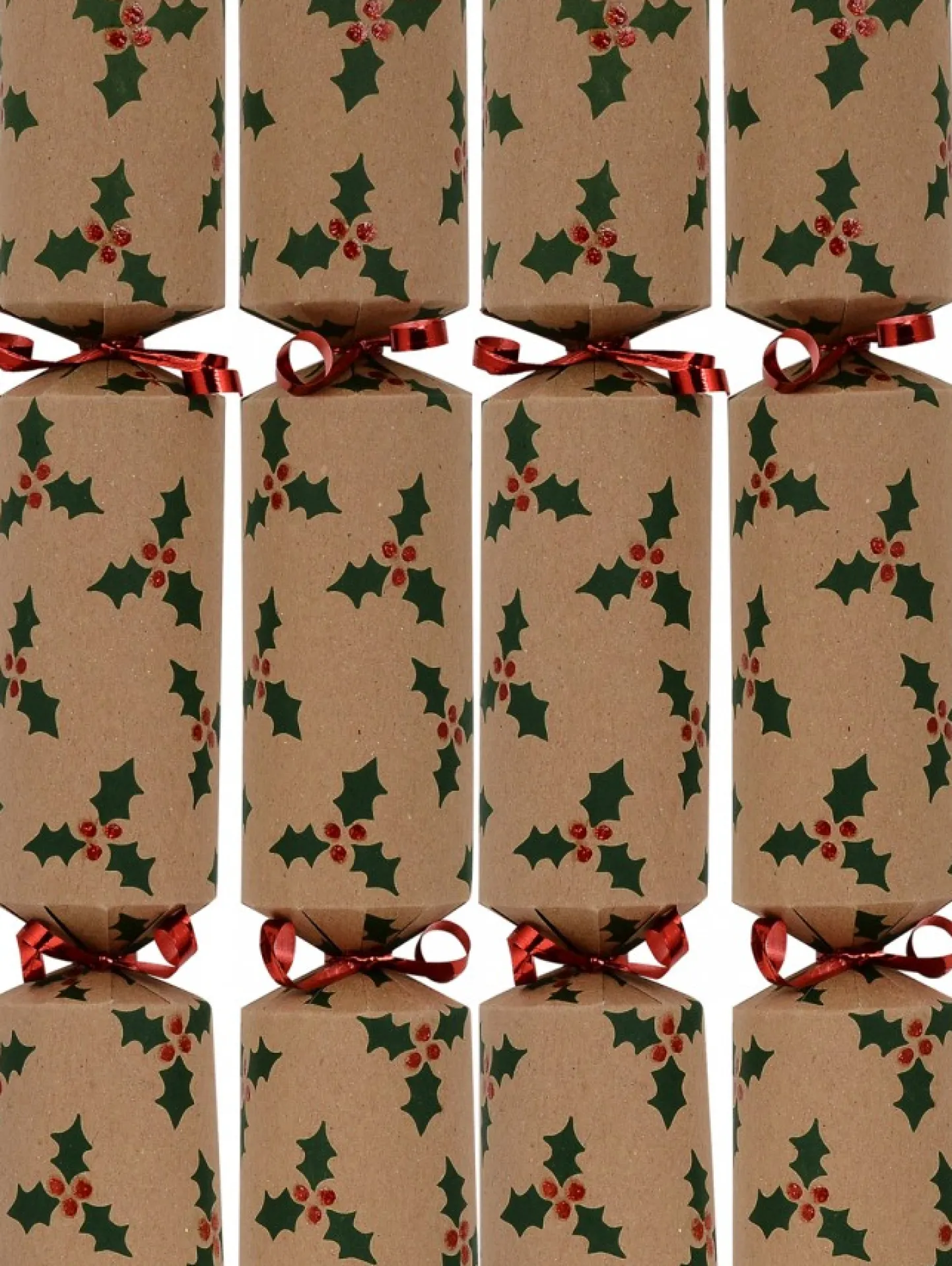 Online Christmas Warehouse Holly Leaf & Berries On Kraft Paper Christmas Cracker Bon Bons - 50 X 30Cm