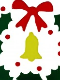 Online Christmas Warehouse Holly Wreath, Bell & Stars Gel Christmas Window Cling Decoration - 23Cm