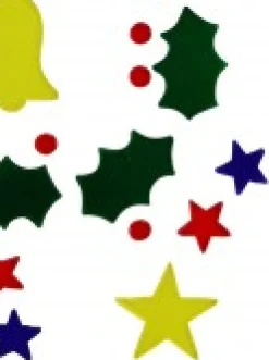 Online Christmas Warehouse Holly Wreath, Bell & Stars Gel Christmas Window Cling Decoration - 23Cm