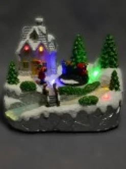 Flash Sale Christmas Warehouse Home By The River & Train Christmas Scene With Led & Fibre Lights - 15Cm