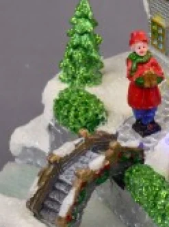 Flash Sale Christmas Warehouse Home By The River & Train Christmas Scene With Led & Fibre Lights - 15Cm