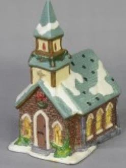 Sale Christmas Warehouse Large Christmas Village Scene With Church, Shops & Figurines - 17 Piece