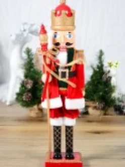New Christmas Warehouse Large Classic Christmas Nutcracker With Finial Staff Decorative Ornament - 59Cm