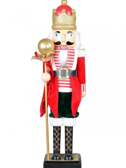 Clearance Christmas Warehouse Large Classic Christmas Nutcracker With Ball Staff Decorative Ornament - 59Cm