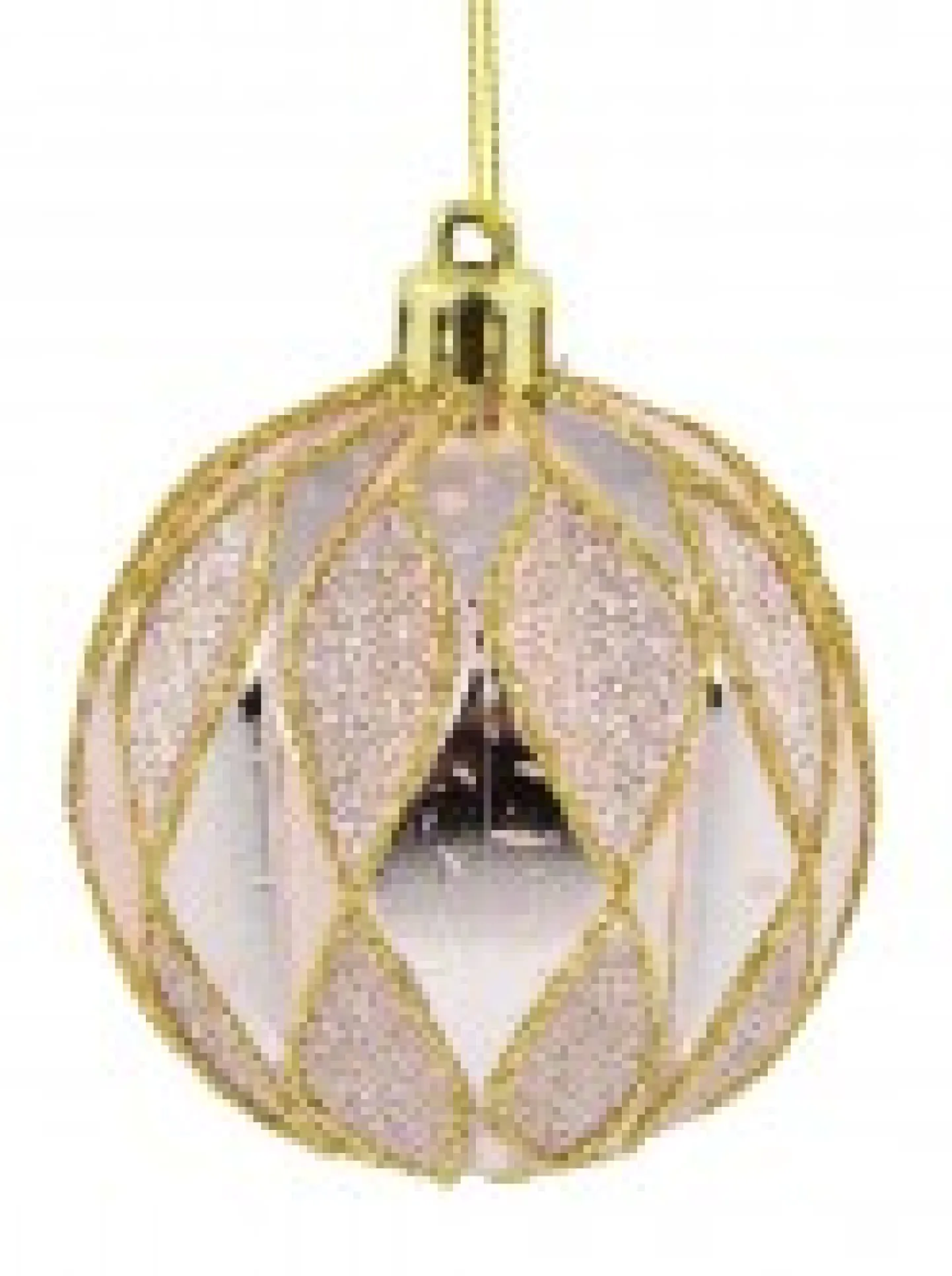 Store Christmas Warehouse Light Pink & Green Geometric Shiny & Glittered Christmas Baubles - 6 X 60Mm