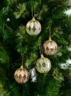 Store Christmas Warehouse Light Pink & Green Geometric Shiny & Glittered Christmas Baubles - 6 X 60Mm