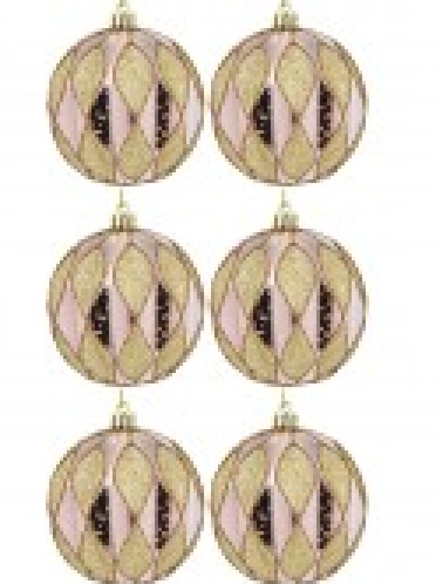 Clearance Christmas Warehouse Light Pink Christmas Baubles With Gold Geometric Textured Pattern - 6 X 60M