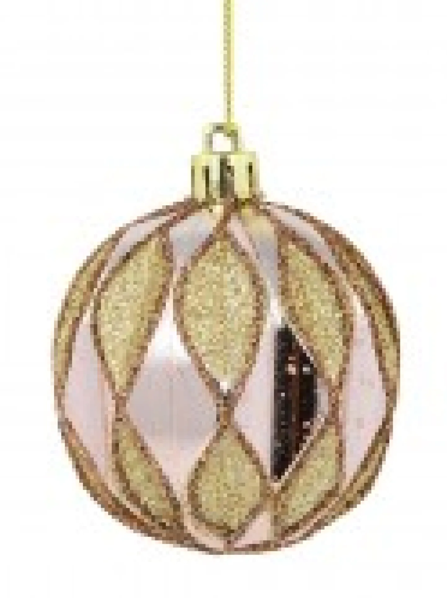 Clearance Christmas Warehouse Light Pink Christmas Baubles With Gold Geometric Textured Pattern - 6 X 60M