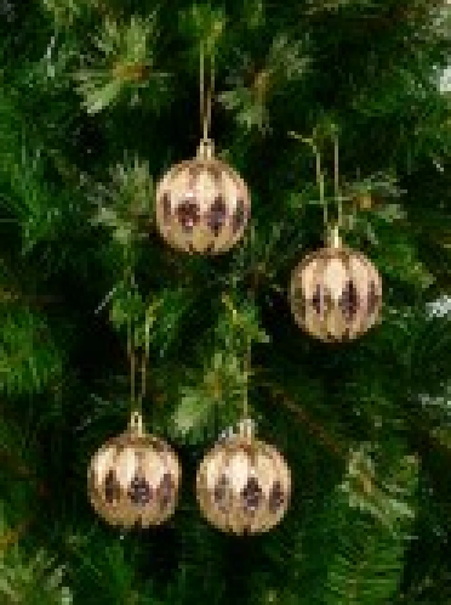 Clearance Christmas Warehouse Light Pink Christmas Baubles With Gold Geometric Textured Pattern - 6 X 60M