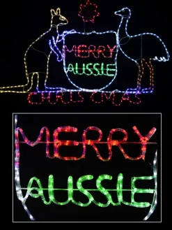 Sale Christmas Warehouse Merry Aussie Christmas Coat Of Arms Led Rope Light Silhouette - 1.93M