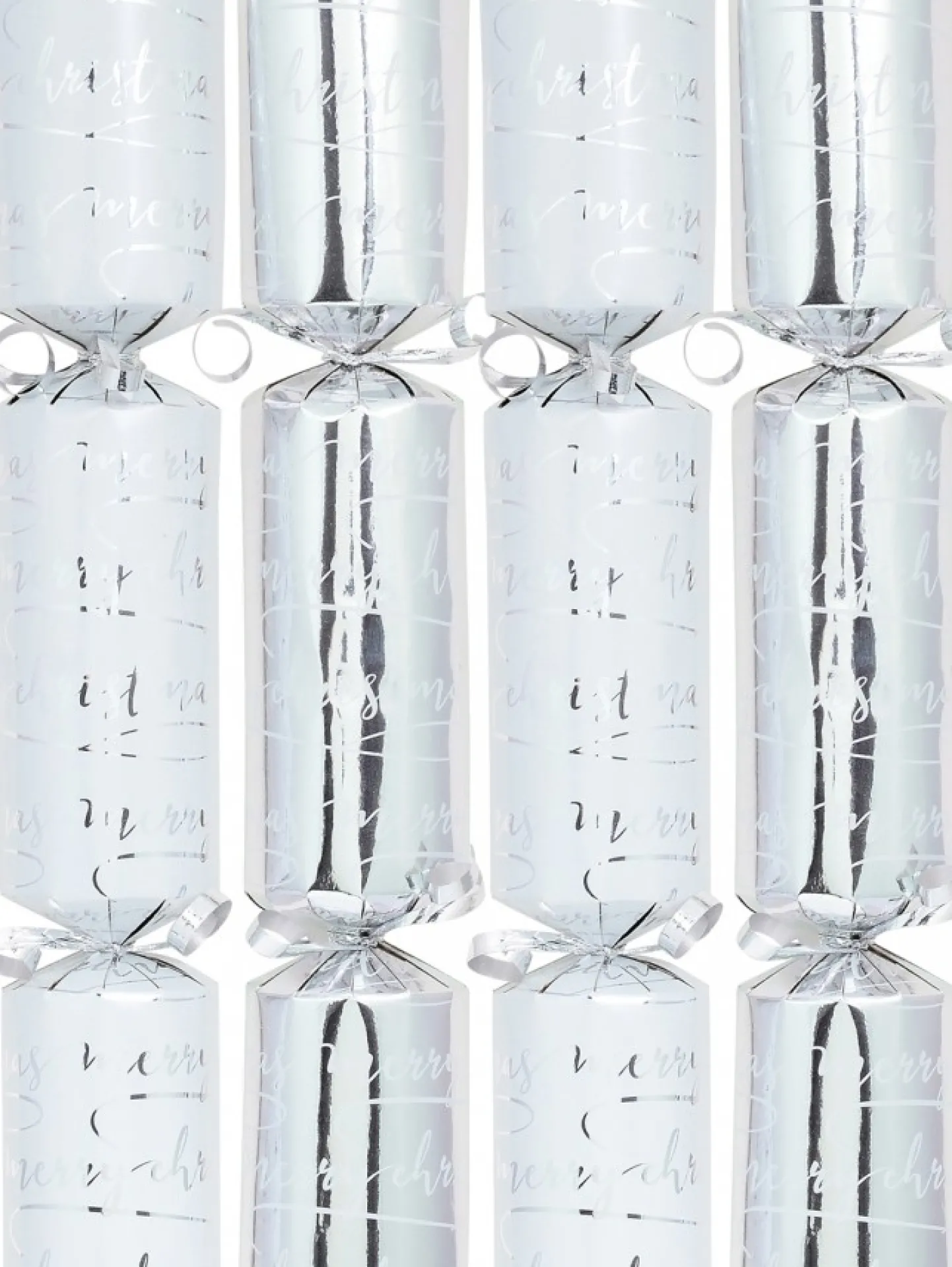 Online Christmas Warehouse Merry Christmas Gloss White & Shiny Silver Cursive Text Bon Bons - 50 X 30Cm