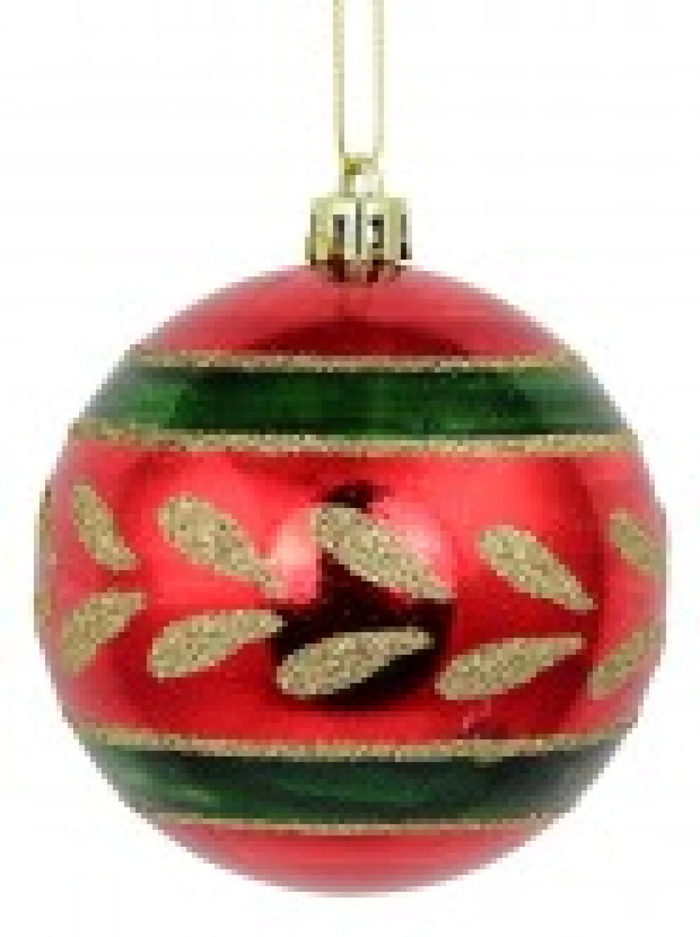 Flash Sale Christmas Warehouse Metallic Red Christmas Baubles With Gold Glitter & Green Patterns - 4 X 80Mm