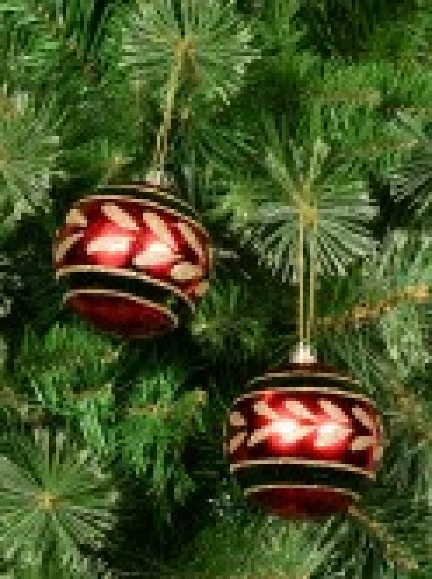 Flash Sale Christmas Warehouse Metallic Red Christmas Baubles With Gold Glitter & Green Patterns - 4 X 80Mm