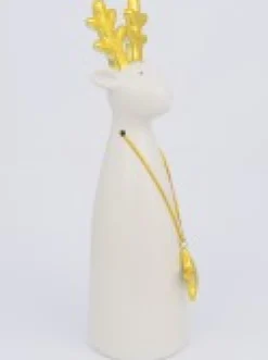 Flash Sale Christmas Warehouse Modern Chic Look Gloss Reindeer Ceramic Christmas Ornament - 16Cm