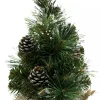 Clearance Christmas Warehouse Morning Frost With Pine Cones Table Top Christmas Tree With 37 Tips - 30Cm