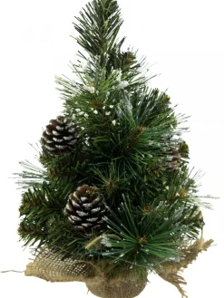 Clearance Christmas Warehouse Morning Frost With Pine Cones Table Top Christmas Tree With 37 Tips - 30Cm