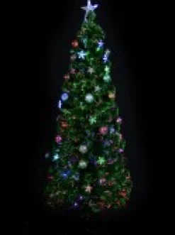 Best Sale Christmas Warehouse Multi Colour Fibre Optic Christmas Tree With Baubles, Led Stars & 90 Tips - 90Cm