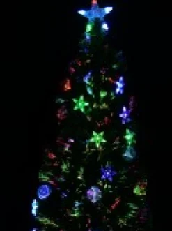 Best Sale Christmas Warehouse Multi Colour Fibre Optic Christmas Tree With Baubles, Led Stars & 90 Tips - 90Cm