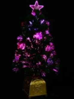 Best Christmas Warehouse Multi Colour Fibre Optic Christmas Tree With 12 Baubles & 60 Tips - 60Cm