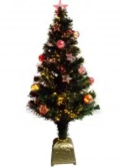 New Christmas Warehouse Multi Colour Fibre Optic Christmas Tree With Baubles, Stars & 150 Tips - 1.2M