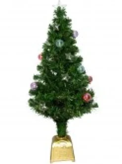 New Christmas Warehouse Multi Colour Fibre Optic Christmas Tree With Baubles, Stars & 150 Tips - 1.2M