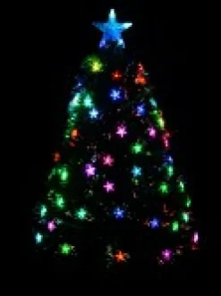 Hot Christmas Warehouse Multi Colour Fibre Optic Christmas Tree With 85 Tips & Led Stars - 90Cm