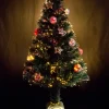 Online Christmas Warehouse Multi Colour Fibre Optic Christmas Tree With Baubles, Stars & 100 Tips - 90Cm