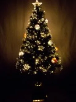 Online Christmas Warehouse Multi Colour Fibre Optic Christmas Tree With Baubles, Stars & 100 Tips - 90Cm