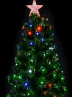 Hot Christmas Warehouse Multi Colour Led & Fibre Optic Christmas Tree With 200 Tips & Bulbs - 1.8M