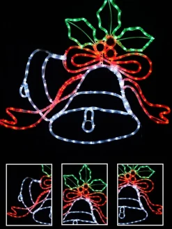 Store Christmas Warehouse Multi Colour Led Christmas Bells & Mistletoe Rope Light Silhouette - 83Cm