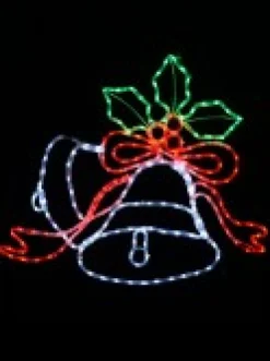 Store Christmas Warehouse Multi Colour Led Christmas Bells & Mistletoe Rope Light Silhouette - 83Cm