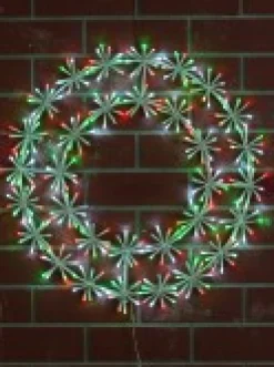 Best Christmas Warehouse Multi Colour Led Twinkle Wreath With Starburst Branches Light Display - 61Cm